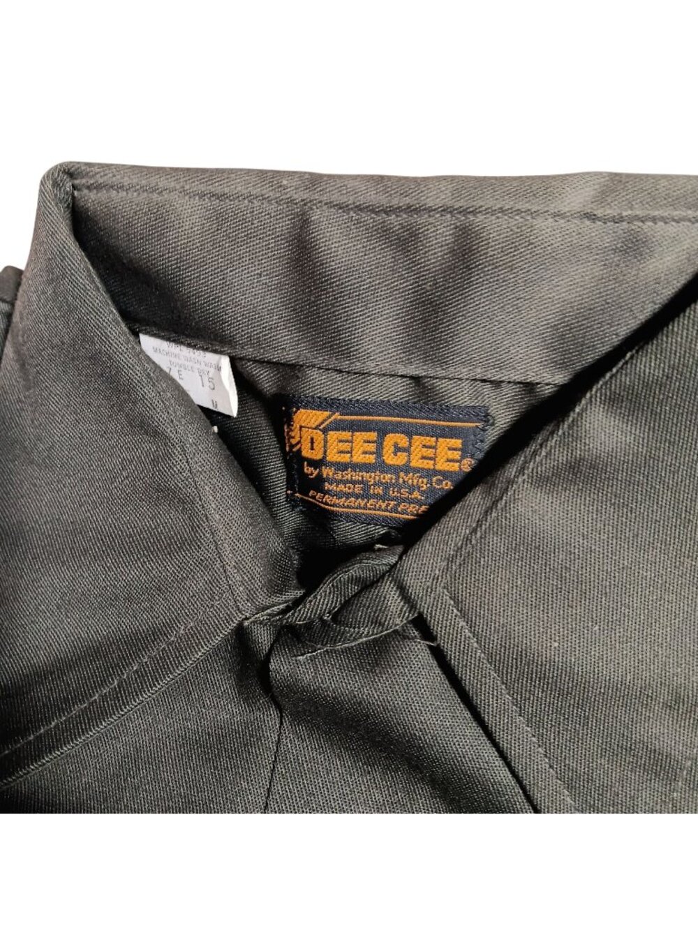 Dee Cee Mens Vintage Permanent Press Black Button-Up Shirt Size 15 Small 1970's